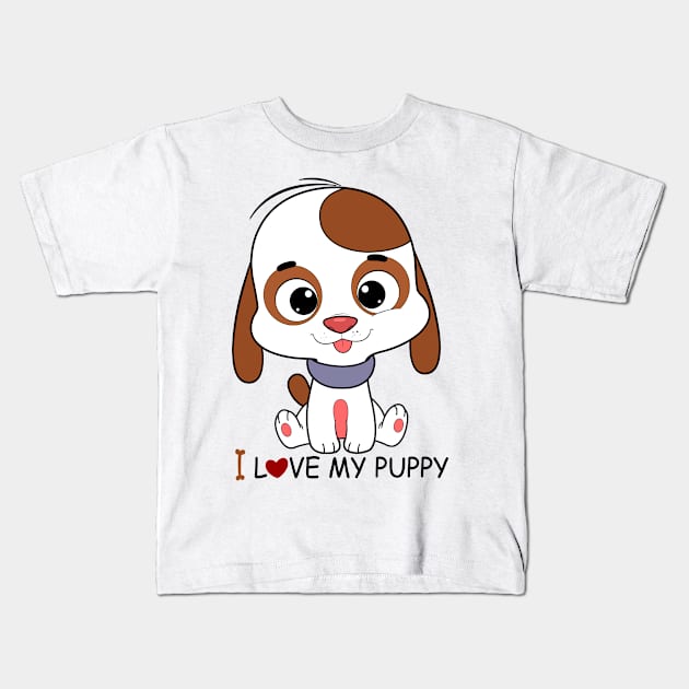 i love my puppy Kids T-Shirt by nabilllll